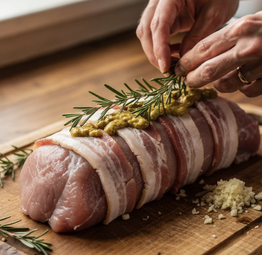 Filet Mignon de Porc au Lard et Choux de Bruxelles_1