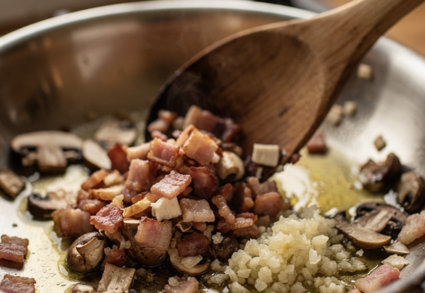 Champignons Farcis au Fromage Frais, Ail, Lardons et Parmesan_2