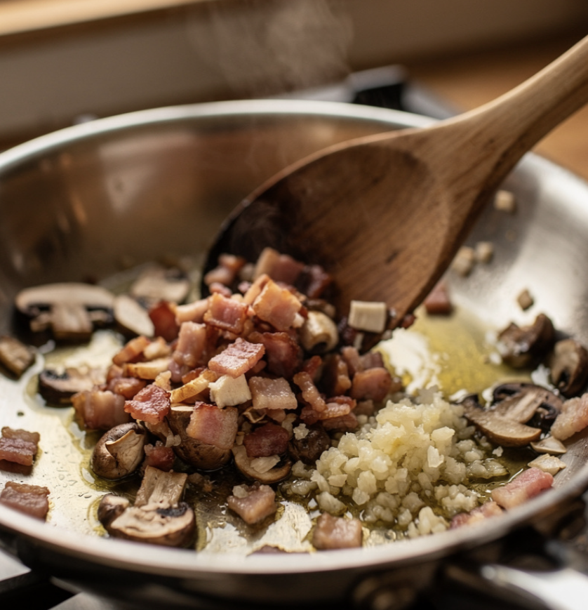 Champignons Farcis au Fromage Frais, Ail, Lardons et Parmesan_2