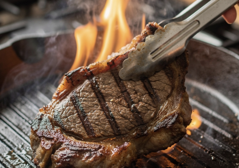 Steak Grillé au Beurre d’Ail et Asperges Vertes_4