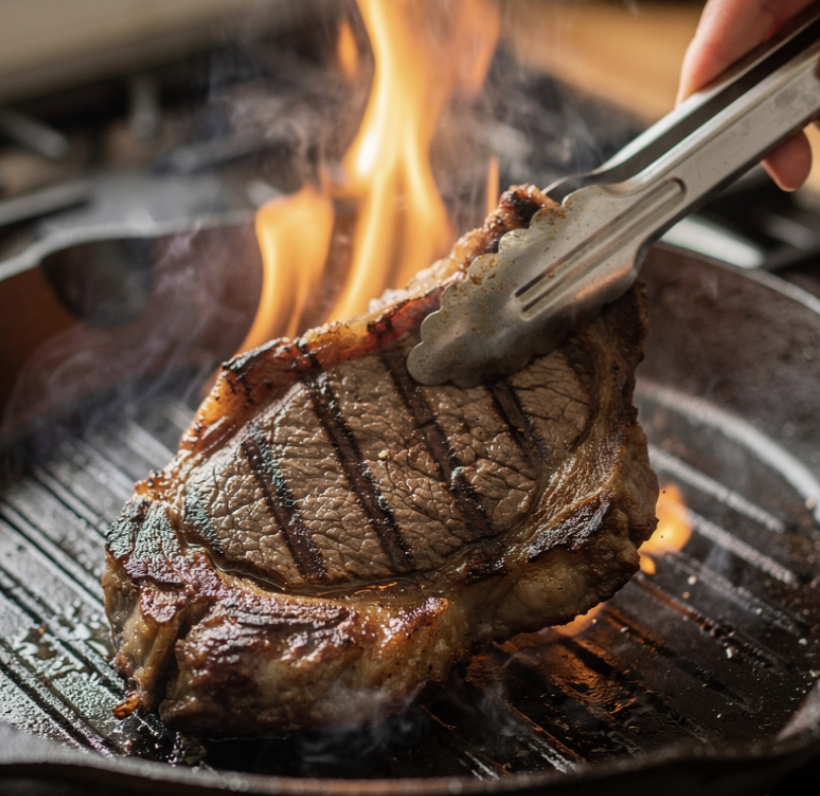 Steak Grillé au Beurre d’Ail et Asperges Vertes_4