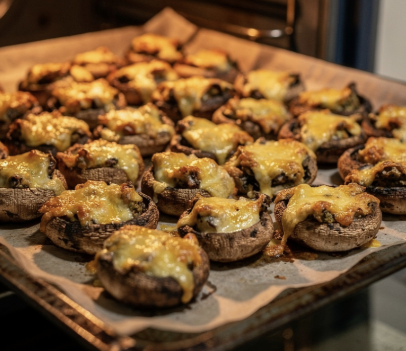 Champignons Farcis au Fromage Frais, Ail, Lardons et Parmesan_5