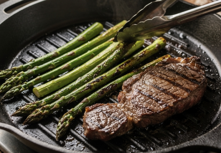 Steak Grillé au Beurre d’Ail et Asperges Vertes_5