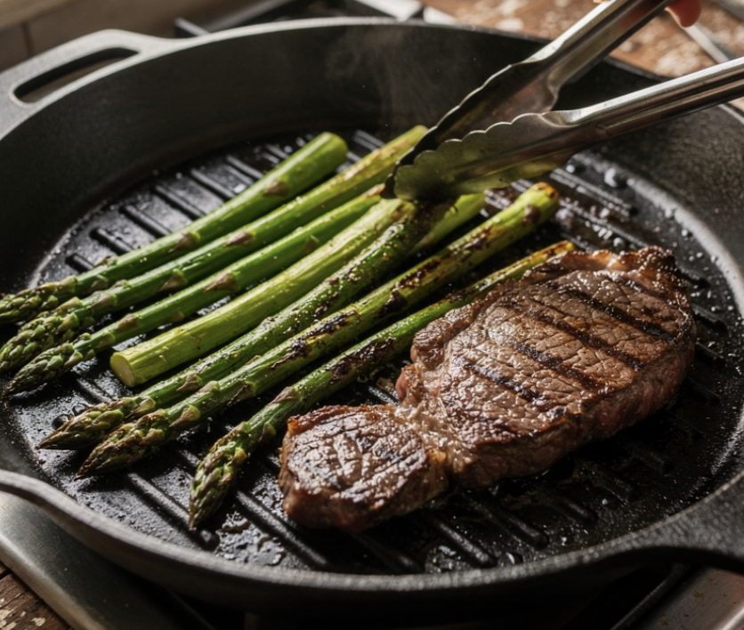 Steak Grillé au Beurre d’Ail et Asperges Vertes_5