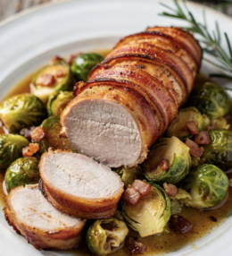 Filet Mignon de Porc au Lard et Choux de Bruxelles