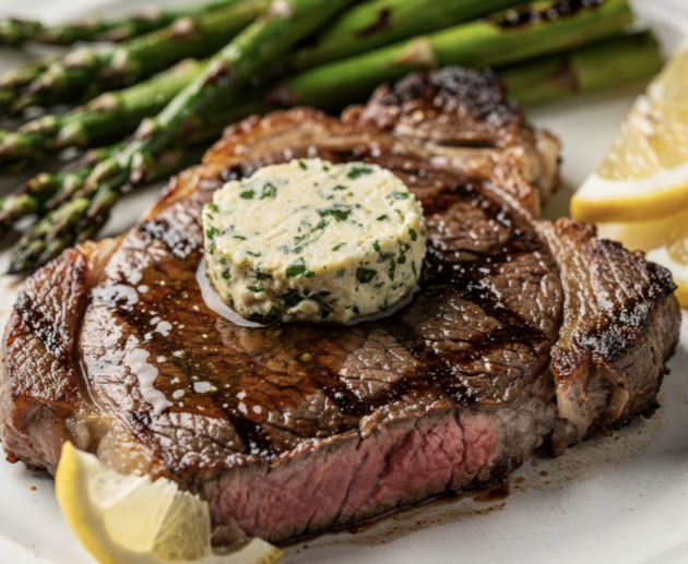Steak Grillé au Beurre d’Ail et Asperges Vertes_6