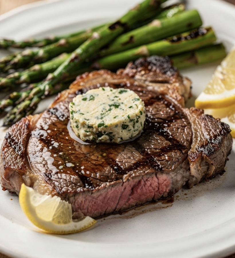 Steak Grillé au Beurre d’Ail et Asperges Vertes_6