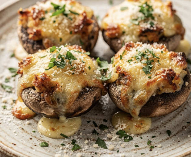 Champignons Farcis au Fromage Frais, Ail, Lardons et Parmesan_6