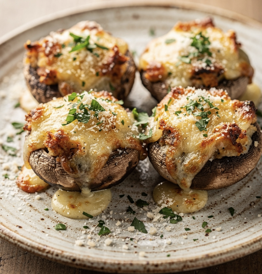 Champignons Farcis au Fromage Frais, Ail, Lardons et Parmesan_6
